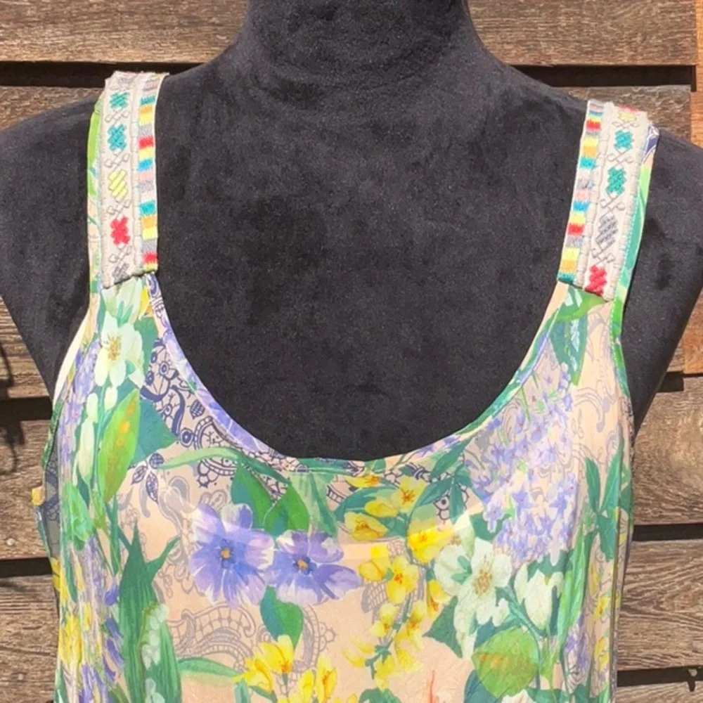 Johnny Was Floral Scoop-Neck Maxi Dress in Yellow, Green & Purple - Picture 3 of 5